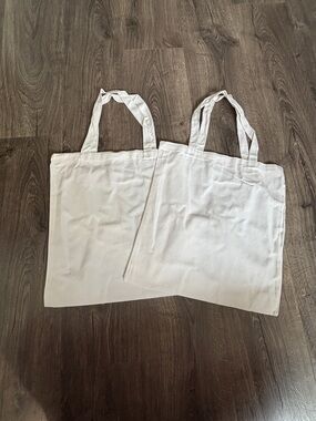 Plain White Canvas Tote Bags- Pack of 2 15” X 15”